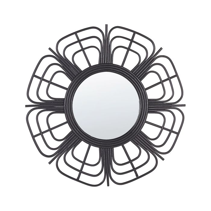 Rattan Sunburst Wall Mirror 60cm Black