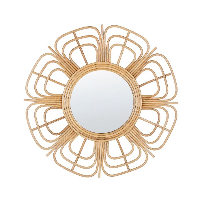 Rattan Sunburst Wall Mirror 60cm Beige
