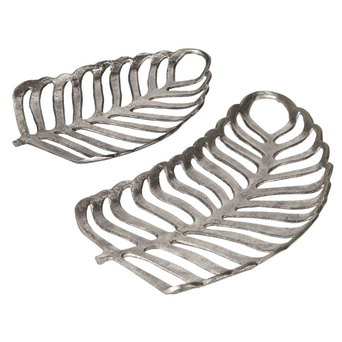 Trinket Dish Set Monstera Leaf Silver
