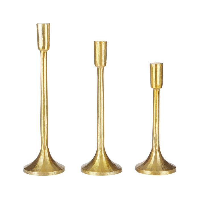 Metal Set of 3 Metal Candlesticks Gold