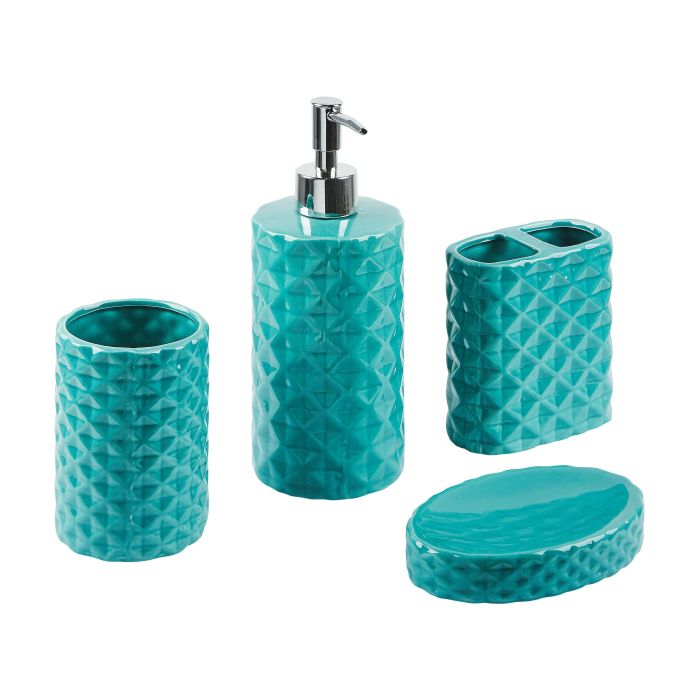 Ceramic 4-Piece Bathroom Accessories Set Turquoise GUATIRE