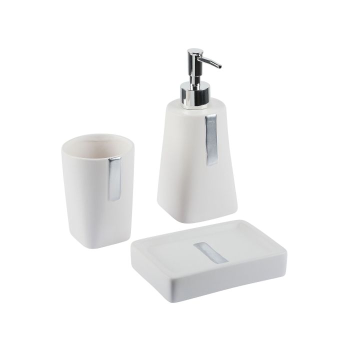 Ceramic 3-Piece Bathroom Accessories Set Beige SONANA