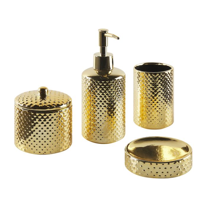 Ceramic 4-Piece Bathroom Accessories Set Gold CUMANA