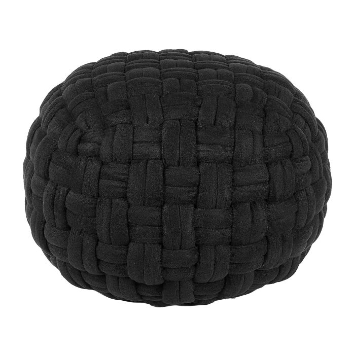 Velvet Pouffe Ottoman 45 x 35 cm Black HOPA