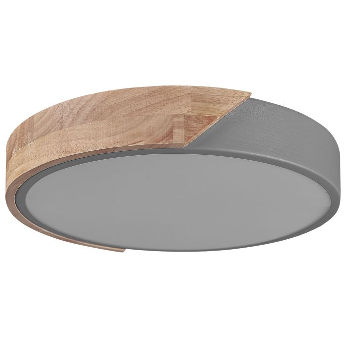 Metal LED Ceiling Lamp Grey with Light Wood PATTANI
