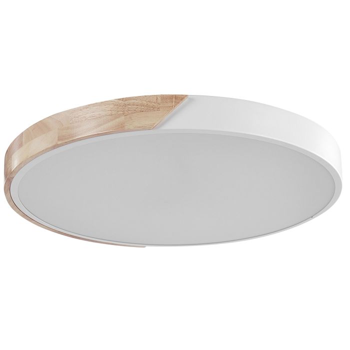 Metal LED Ceiling Lamp White with Light Wood PATTANI