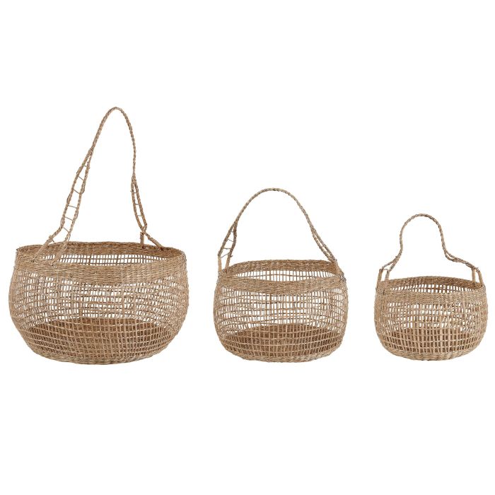 Set of 3 Seagrass Baskets Natural