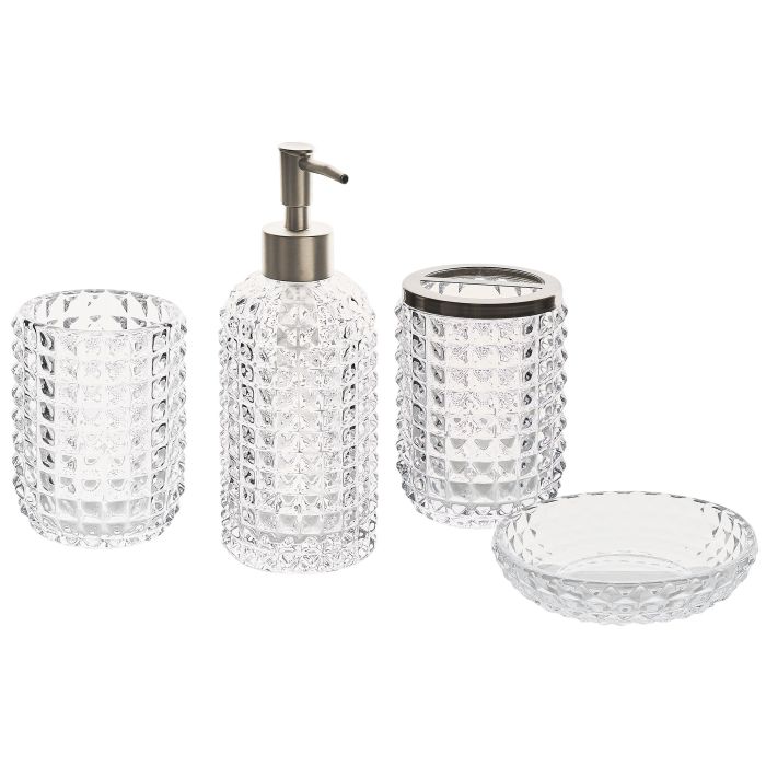 Glass 4-Piece Bathroom Accessories Transparent TAPIA