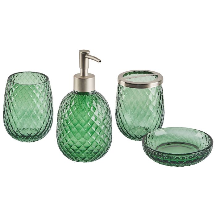 Glass 4-Piece Bathroom Accessories Green CANOA