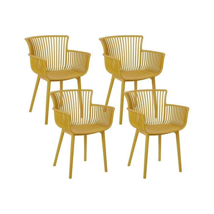 Set of 4 Plastic Dining Chairs Yellow PESARO