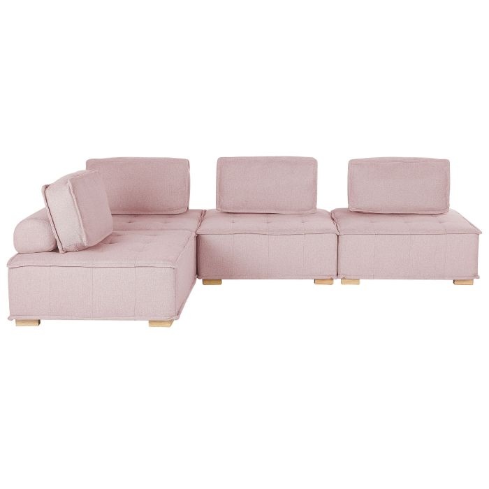 4 Seater Modular Fabric Corner Sofa Pink TIBRO