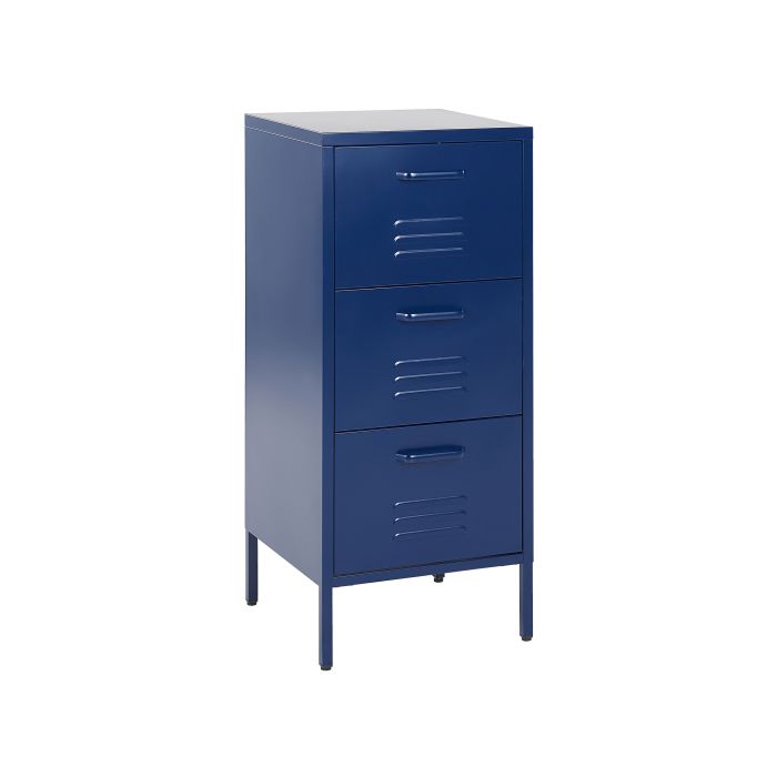 3 Drawer Metal Storage Cabinet Navy Blue WOSTOK