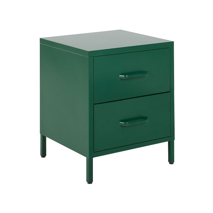 2 Drawer Steel Bedside Table Green