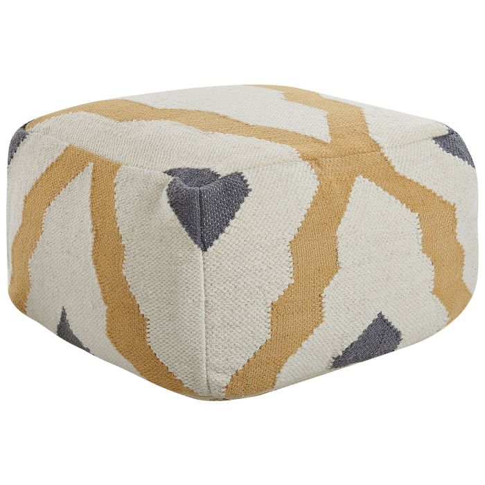 Wool Pouffe Beige and Yellow ZEUGMA
