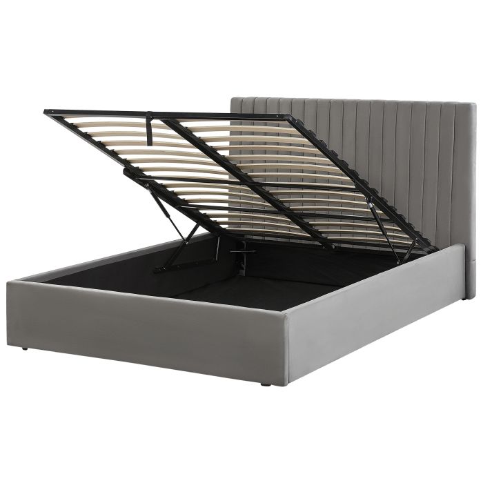 Velvet EU Double Size Ottoman Bed Grey VION