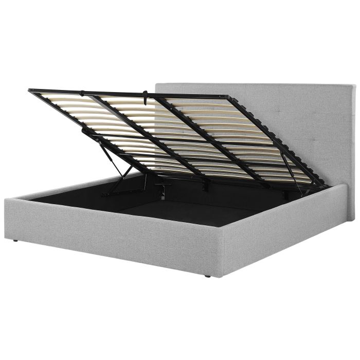 Fabric EU Super King Size Ottoman Bed Grey LORIENT