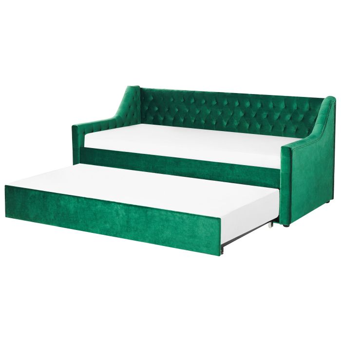 Velvet EU Single Trundle Bed Green MONTARGIS