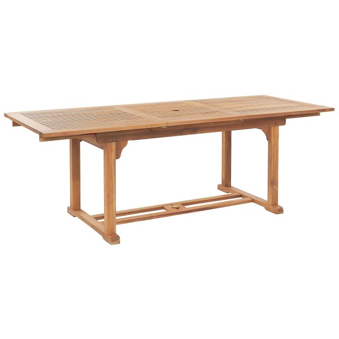 Extending Acacia Wood Garden Dining Table 160/220 x 90 cm Light Wood JAVA