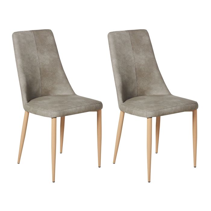 Set of 2 Faux Leather Dining Chairs Light Grey CLAYTON
