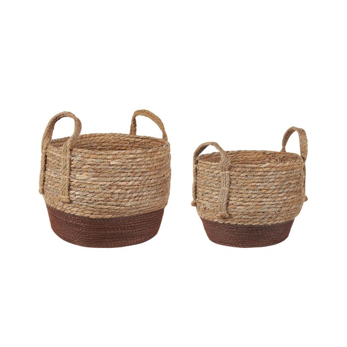 Set of 2 Seagrass Plant Pot Baskets Natural PALADJU