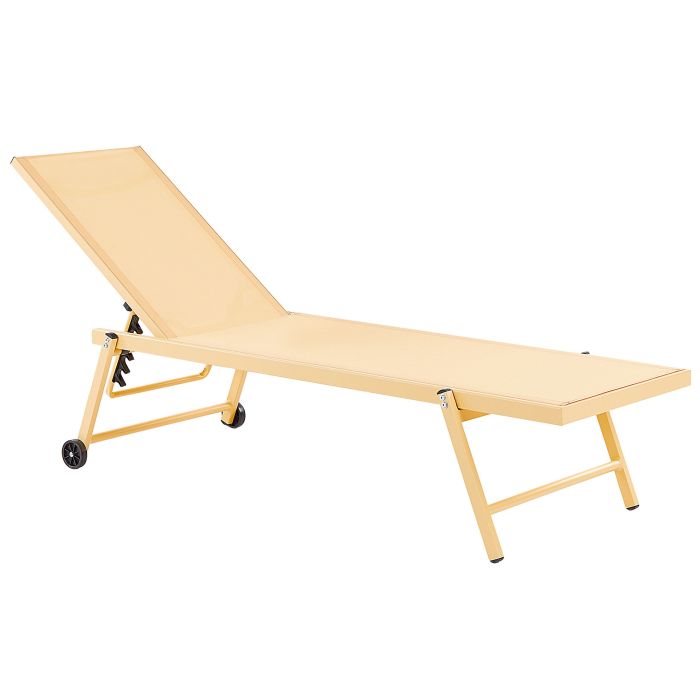 Aluminium Reclining Sun Lounger Yellow PORTOFINO