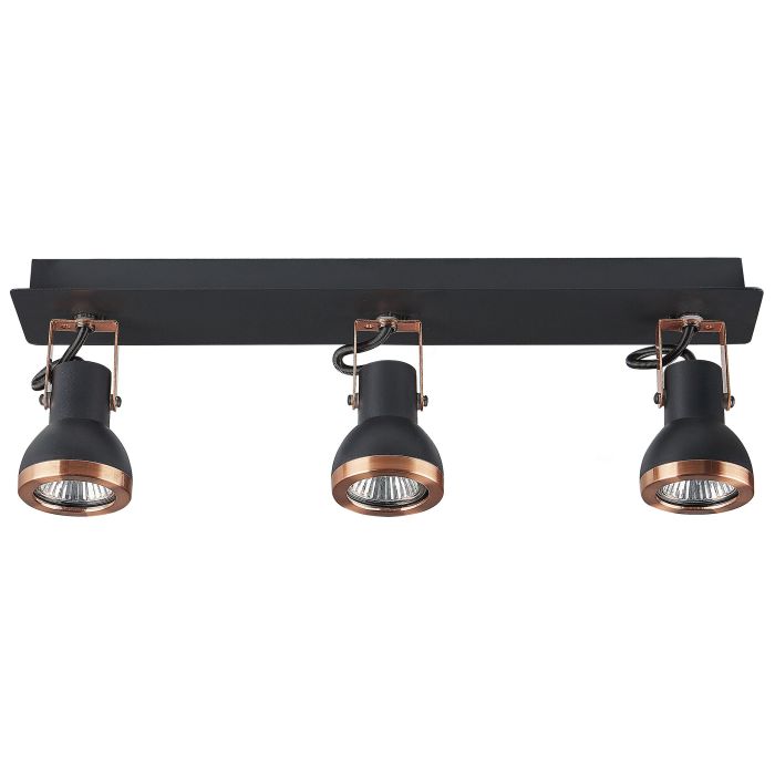 3 Light Spotlight Metal Bar Black and Copper BARO