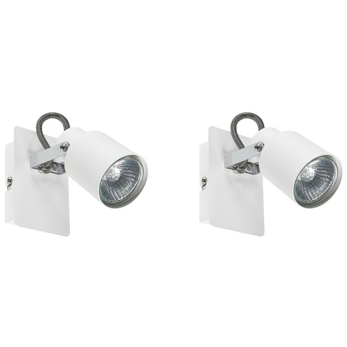Set of 2 Metal Spotlight Lamps White BONTE
