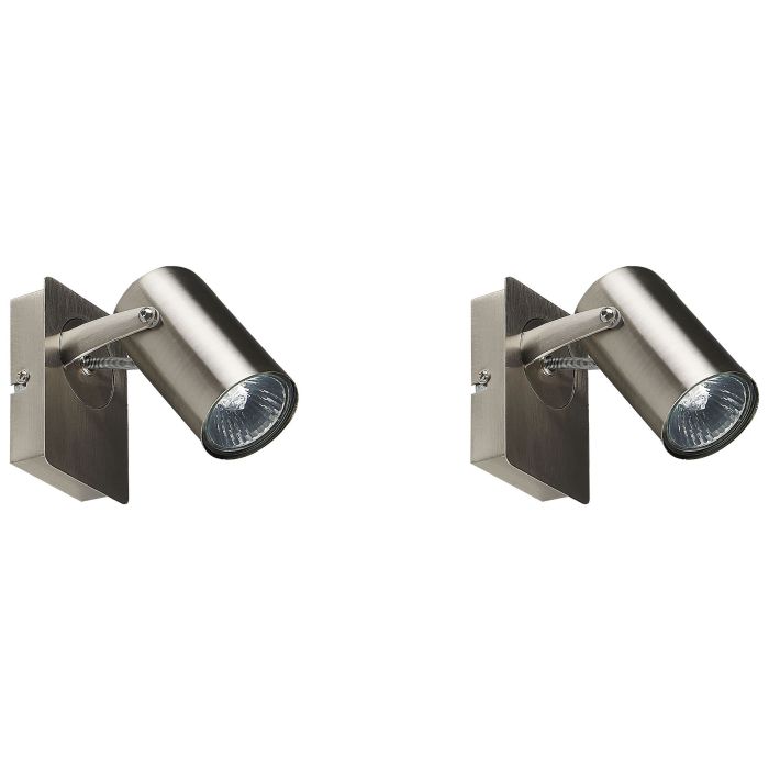 Set of 2 Metal Spotlight Lamps Silver KLIP