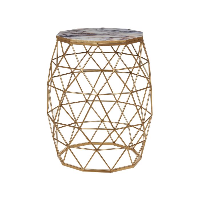 Marble Effect Wire Frame Side Table with Gold HALSEY