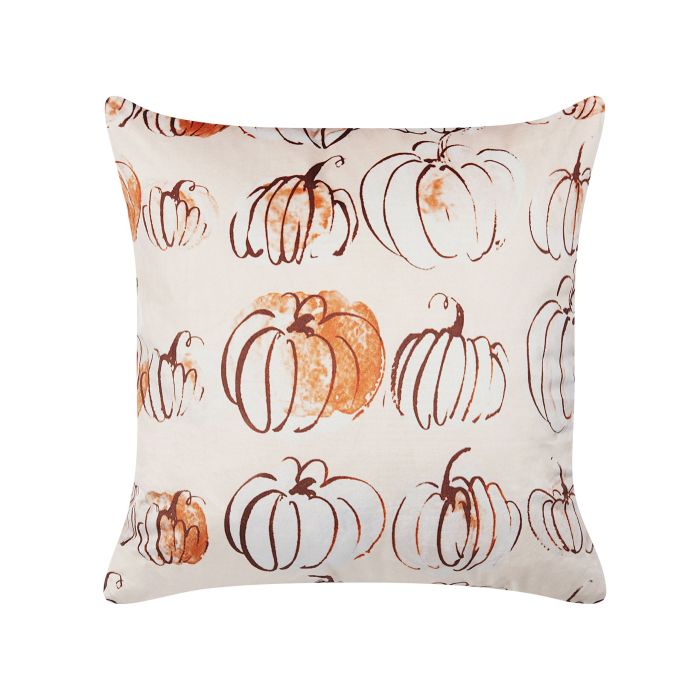 Velvet Cushion Pumpkin Pattern 45x45cm Beige