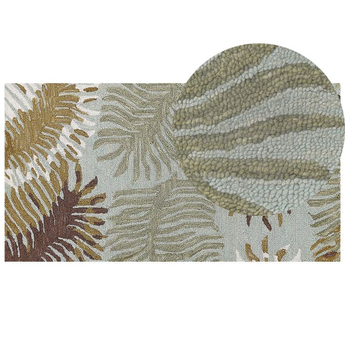 Wool Area Rug 80x150cm Plant Motif