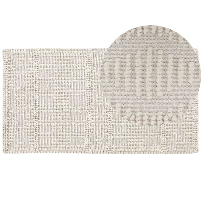 Wool Area Rug 80x150cm Light Beige