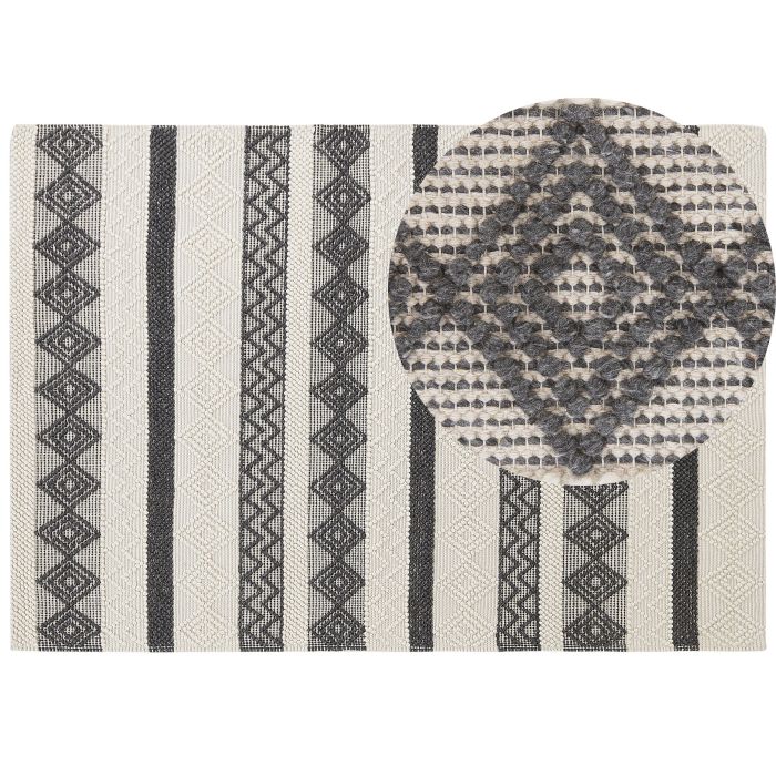 Wool Area Rug 160x230cm Beige and Grey