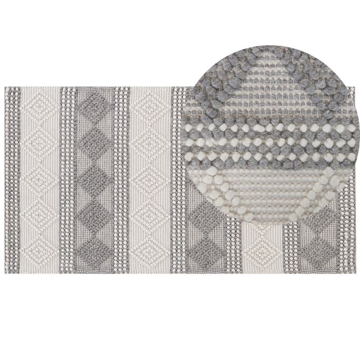 Wool Area Rug 80x150cm Beige and Grey