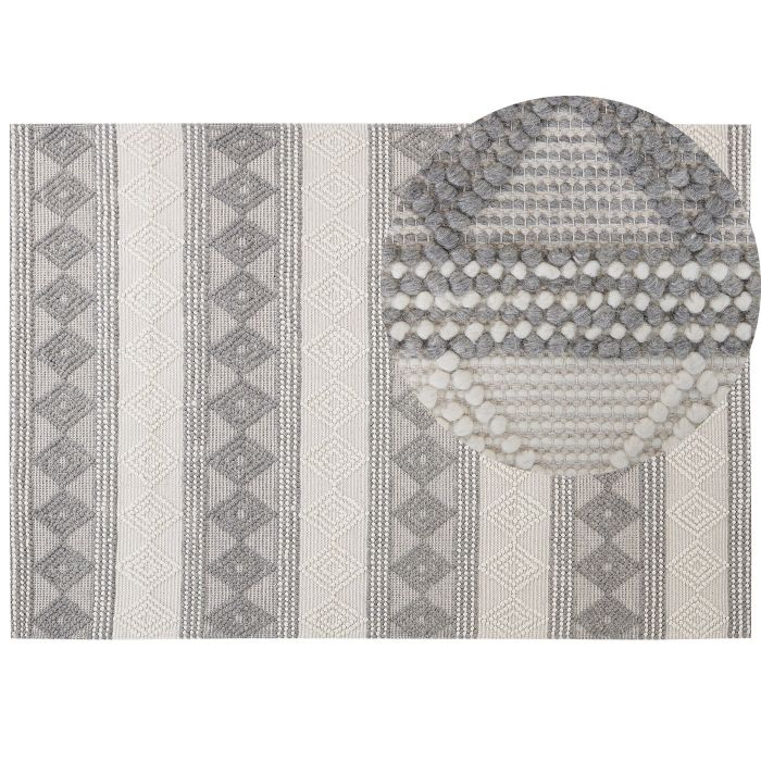 Wool Area Rug 160x230cm Beige and Grey