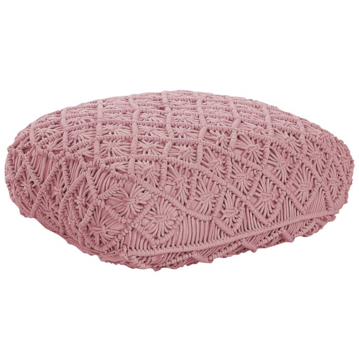 Cotton Macrame Floor Cushion 50 x 50 x 20 cm Pink BERRECHID