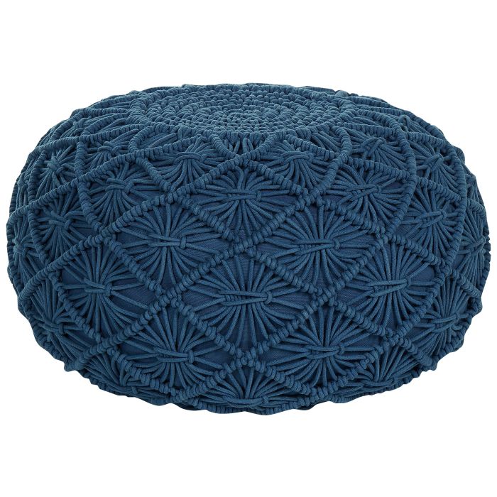 Cotton Macrame Pouffe Navy Blue BERKANE