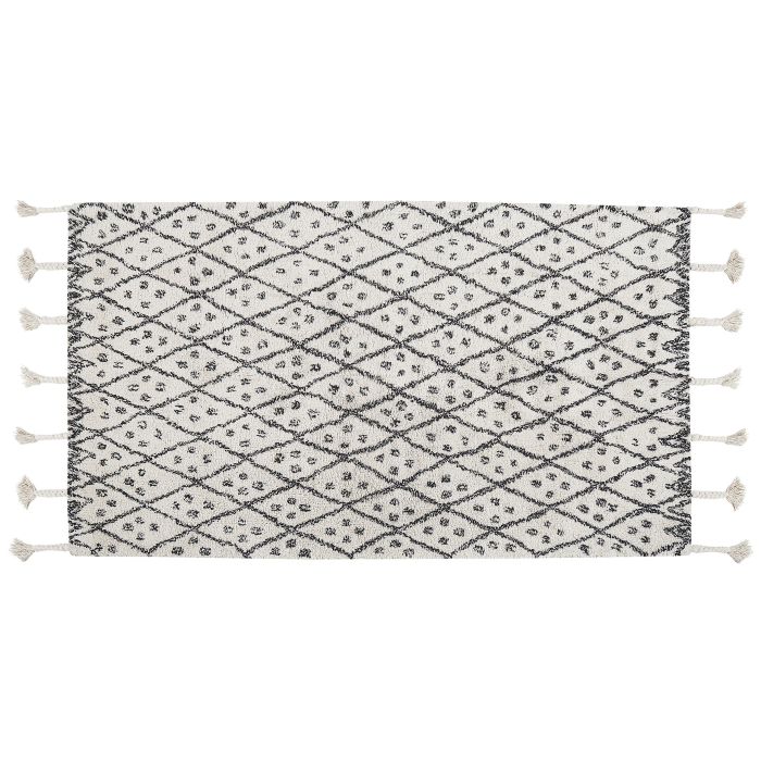 Cotton Area Rug 80x150cm Black and White