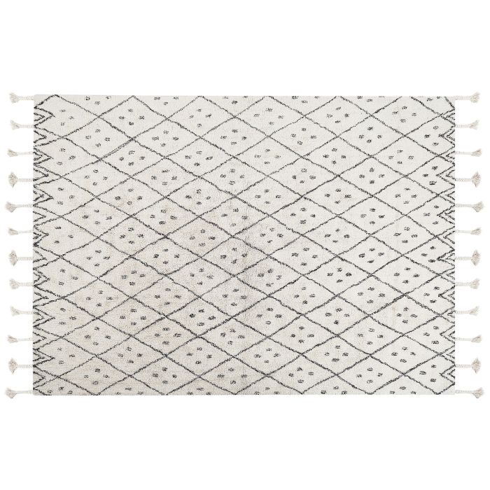 Cotton Area Rug 140x200cm Black and White
