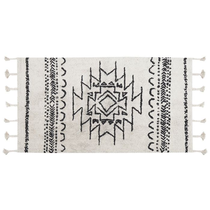 Cotton Area Rug 80x150cm Black and White