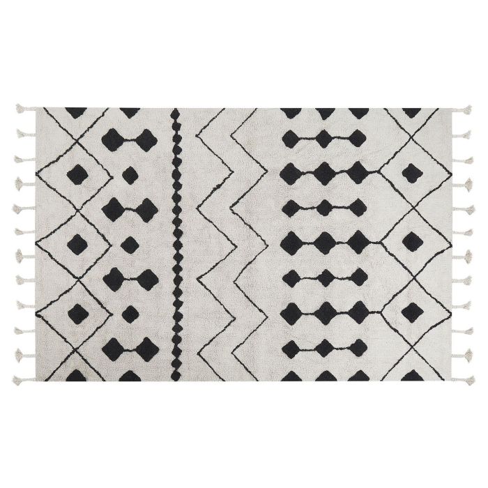 Cotton Area Rug 140x200cm Black and White