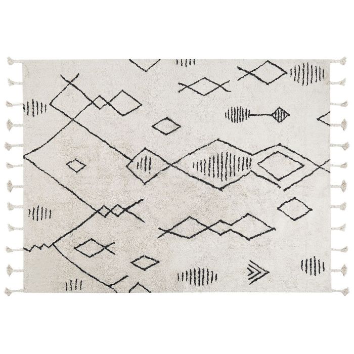 Cotton Area Rug 160x230cm Black and White