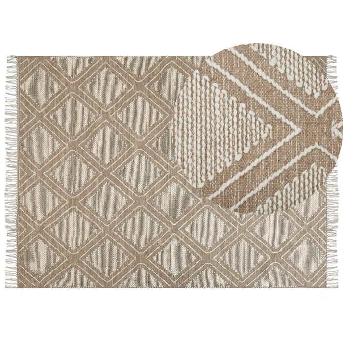 Cotton Area Rug 160x230cm Beige and White
