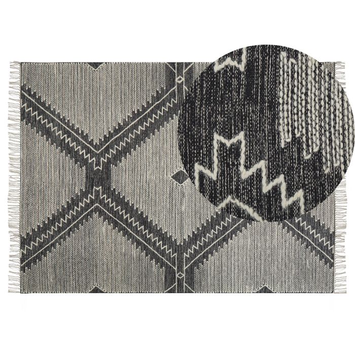 Cotton Area Rug 140x200cm Black and White