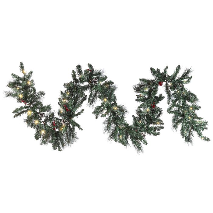 Pre-Lit Frosted Christmas Garland 270cm Green