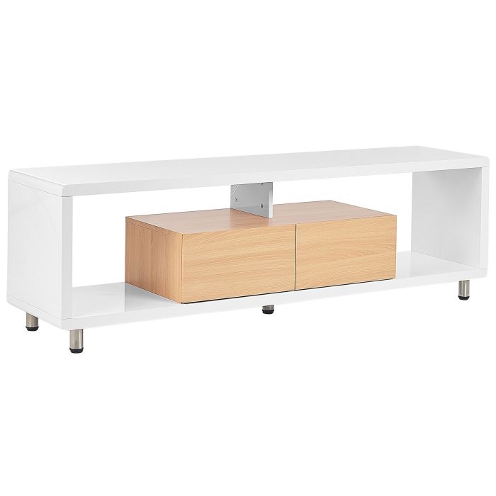TV Stand White and Light Wood KNOX