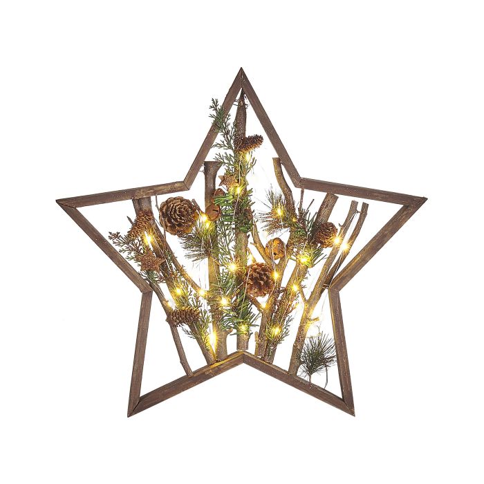 Decorative Figurine Christmas Star LED Dark Wood DOKKA