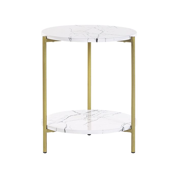 Marble Effect Side Table White with Gold REVA