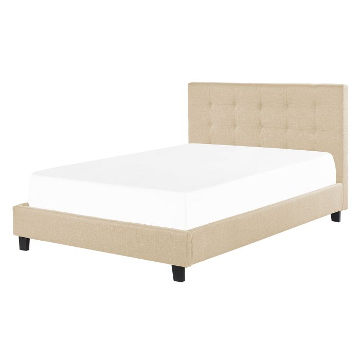 Fabric EU Double Size Bed Beige LA ROCHELLE