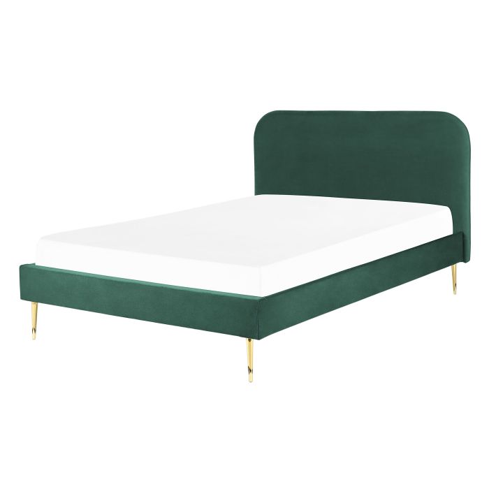 Velvet EU Double Size Bed Green FLAYAT